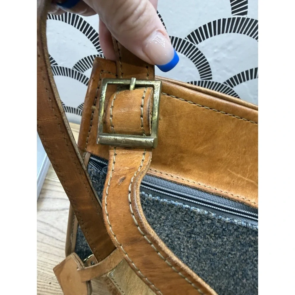 Hartmann Vintage Blue Tweed and Belting Leather Briefcase Laptop Bag Academia